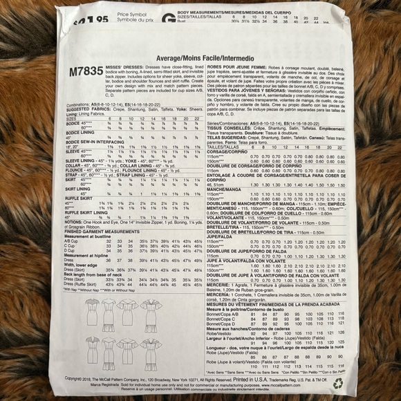 McCall’s Sewing Pattern 7835 - Picture 3 of 3
